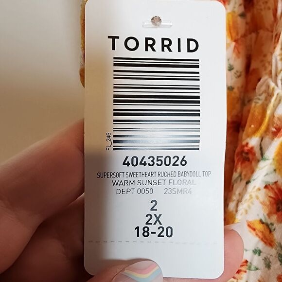 2X 18W 20W Torrid Yellow Super Soft Sweetheart Ruched Babydoll Tank Top Floral - Picture 6 of 9